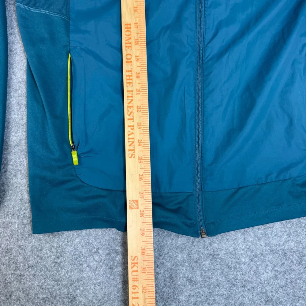 Brooks Run Happy Mens XL Teal Blue Full Zip Running Jacket Windbreaker Mock Neck